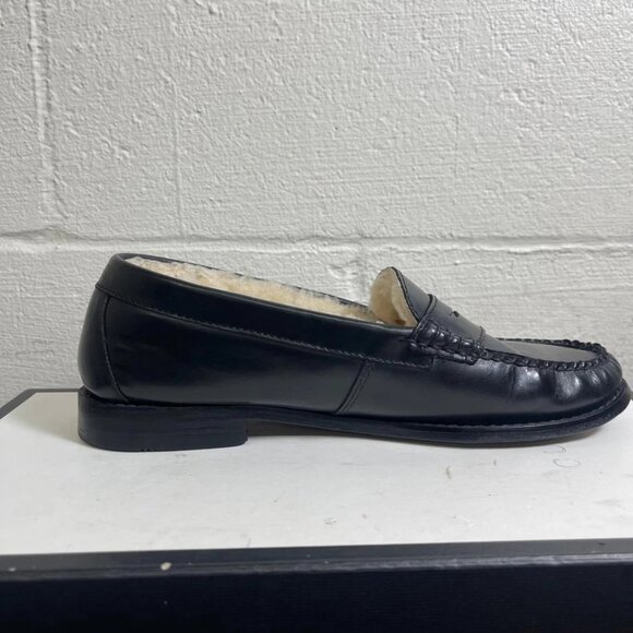 G.H. Bass Whitney Cozy Weejuns Shearling Black Leather Loafer Women's 8.5 M - Picture 2 of 12